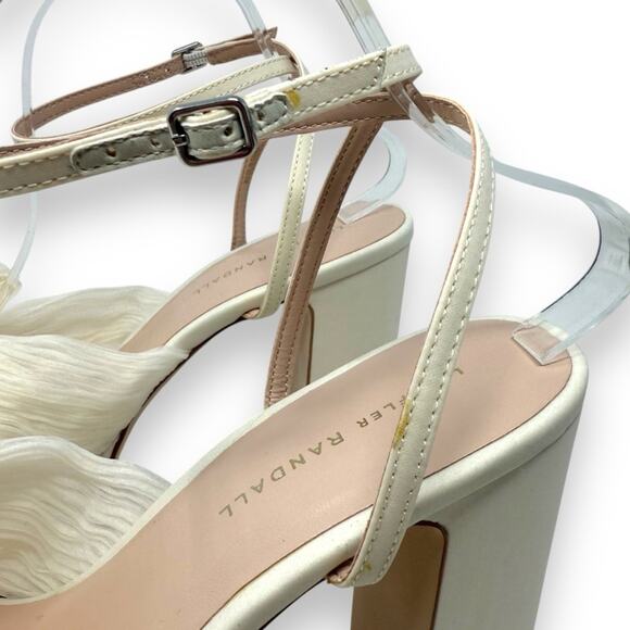 NWOT Loeffler Randall Natalia Pleat Knot Slip On Platform Sandal White 10 Womens - Picture 12 of 15